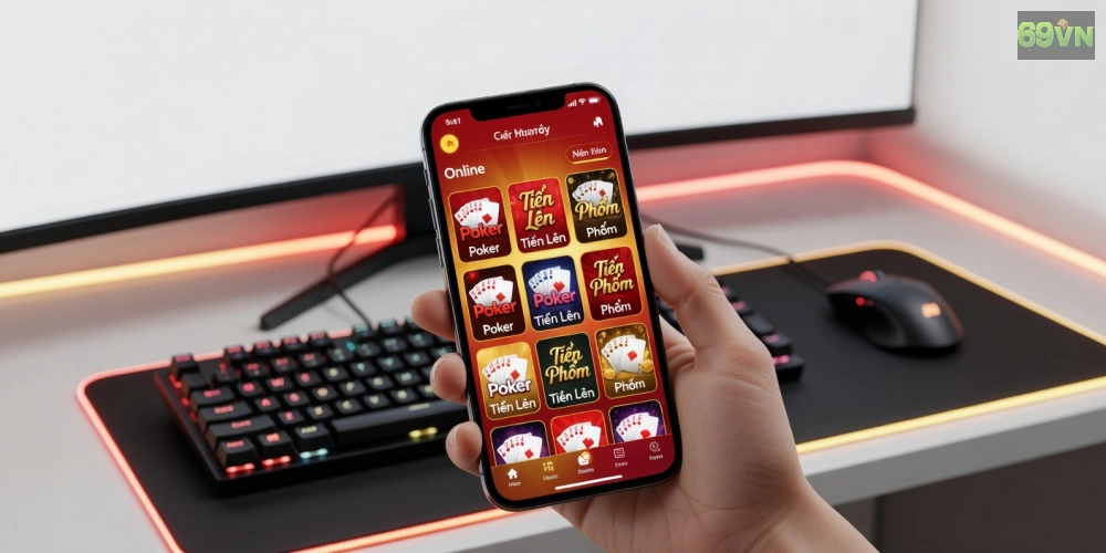 Minh họa giao diện game bài đổi thưởng trên nền tảng 69vn với các tựa game phổ biến